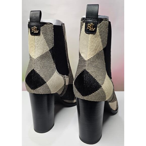 Lauren Ralph Lauren Women's Mylah Booties 11 Black / White Buffalo Check NWB - Picture 6 of 9